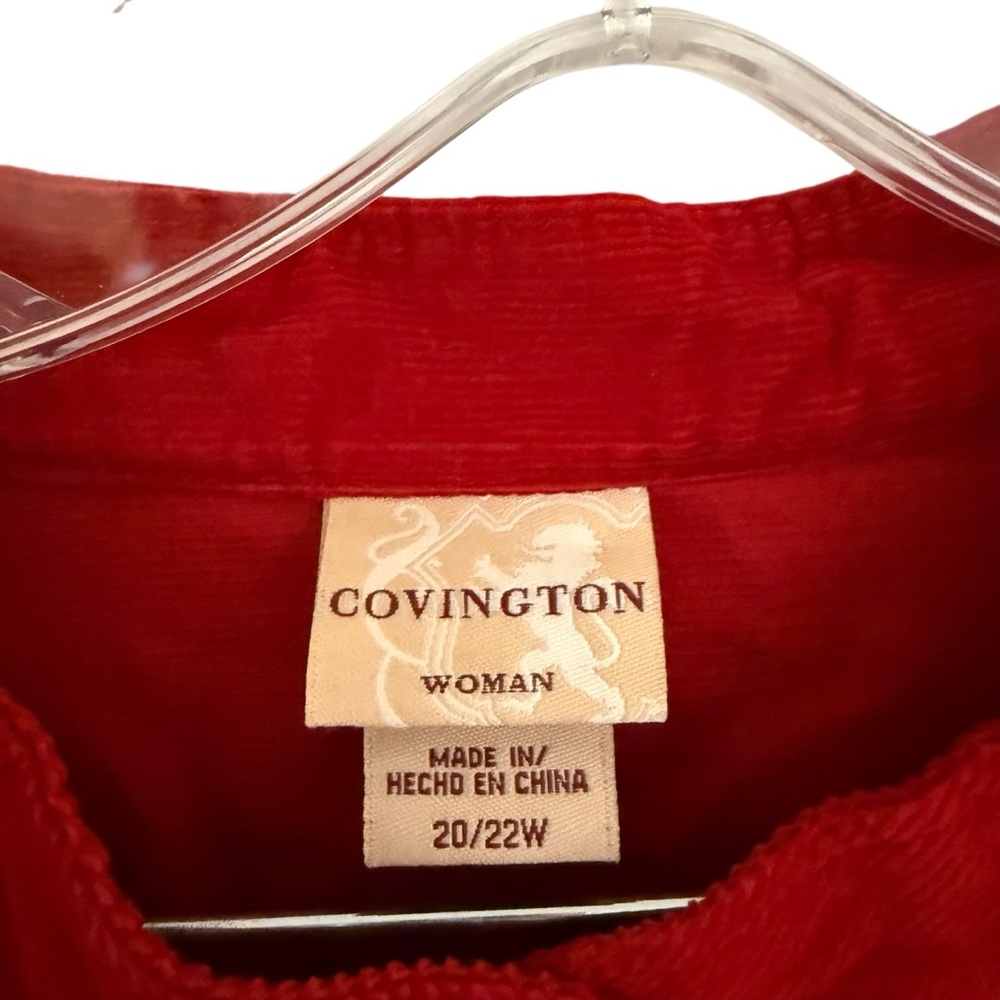 Covington Holiday Red‎ Needlecord Corduroy Button Up Shirt Size 20/22W - Picture 6 of 9